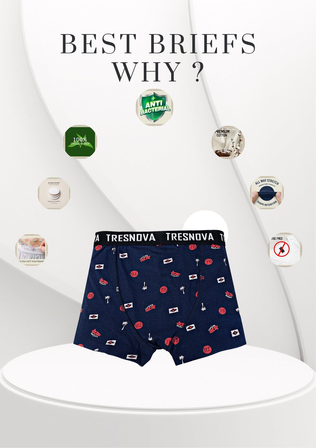 Nautical Print Boys Boxer Briefs – Pack of 6 (Cotton Lycra)