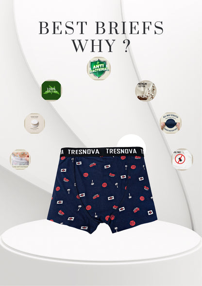 Nautical Print Boys Boxer Briefs – Pack of 6 (Cotton Lycra)