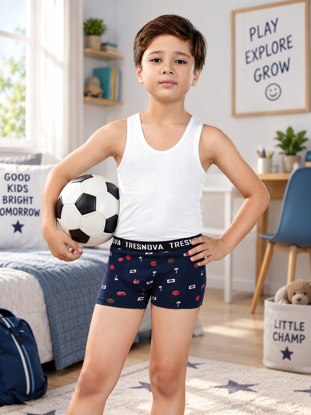 Nautical Print Boys Boxer Briefs – Pack of 6 (Cotton Lycra)