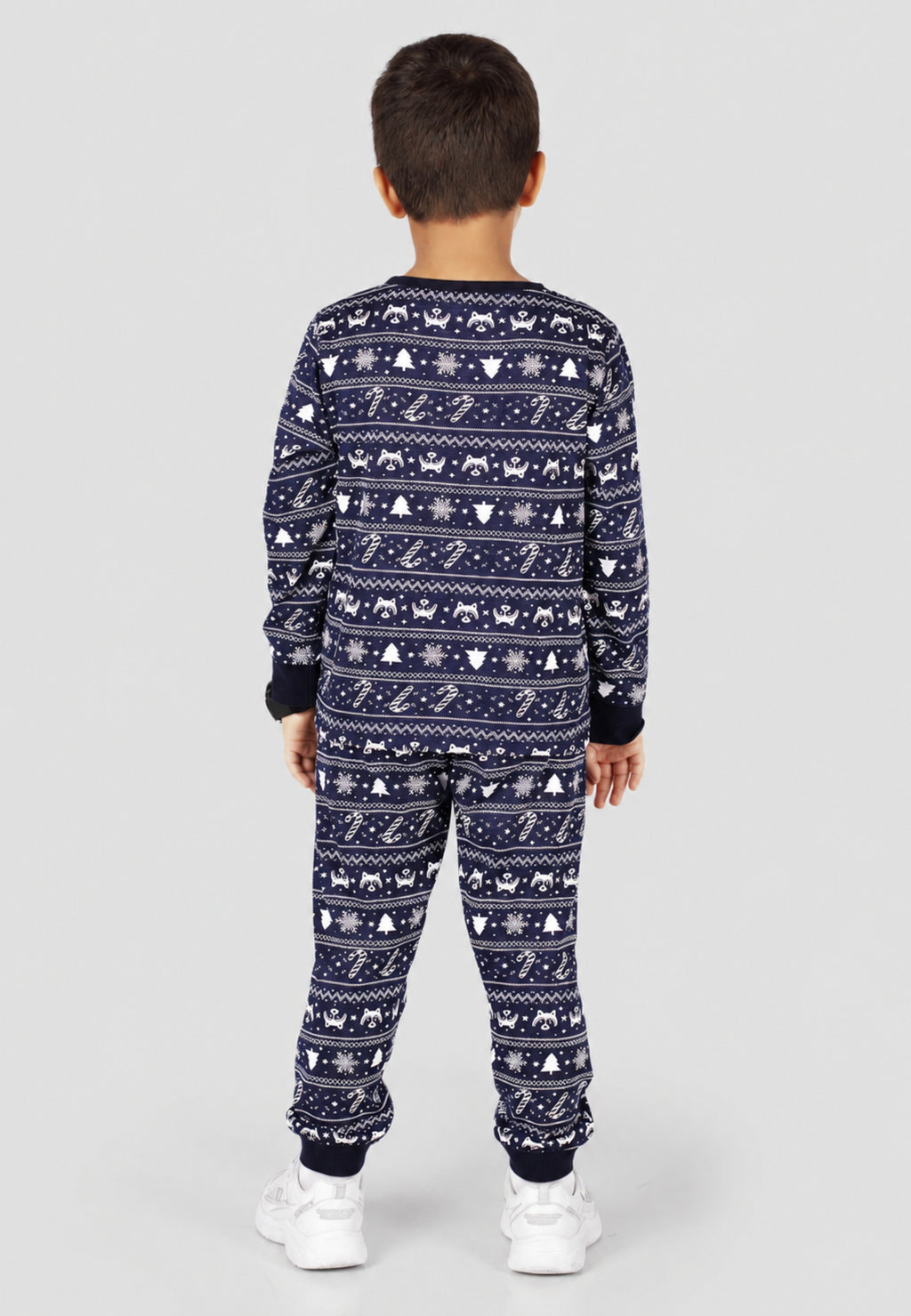 Anime Print Boys Tee & Jogger Co-ord Set – Pure Cotton, Set of 2 Navy & White