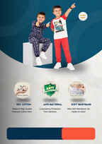 Anime Print Boys Tee & Jogger Co-ord Set – Pure Cotton, Set of 2 Navy & White