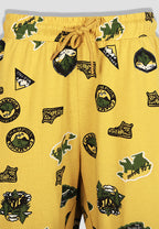 Jungle & Nature Print Boys Tee & Jogger Co-ord Set – Pure Cotton, Set of 2 Yellow & Olive