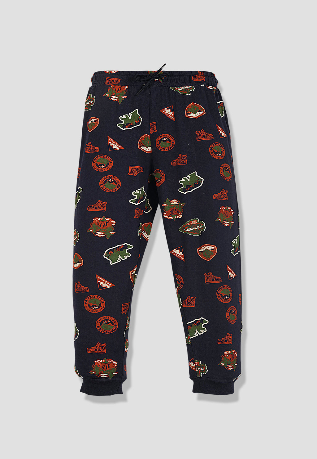 Jungle & Anime Print Boys Tee & Jogger Co-ord Set – Pure Cotton, Set of 2 Navy & White