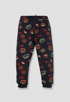 Jungle & Anime Print Boys Tee & Jogger Co-ord Set – Pure Cotton, Set of 2 Navy & White