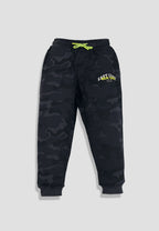 Camouflage Print Boys Joggers – Cotton Terry Lounge Pant -2 Pcs, Blue & Brown