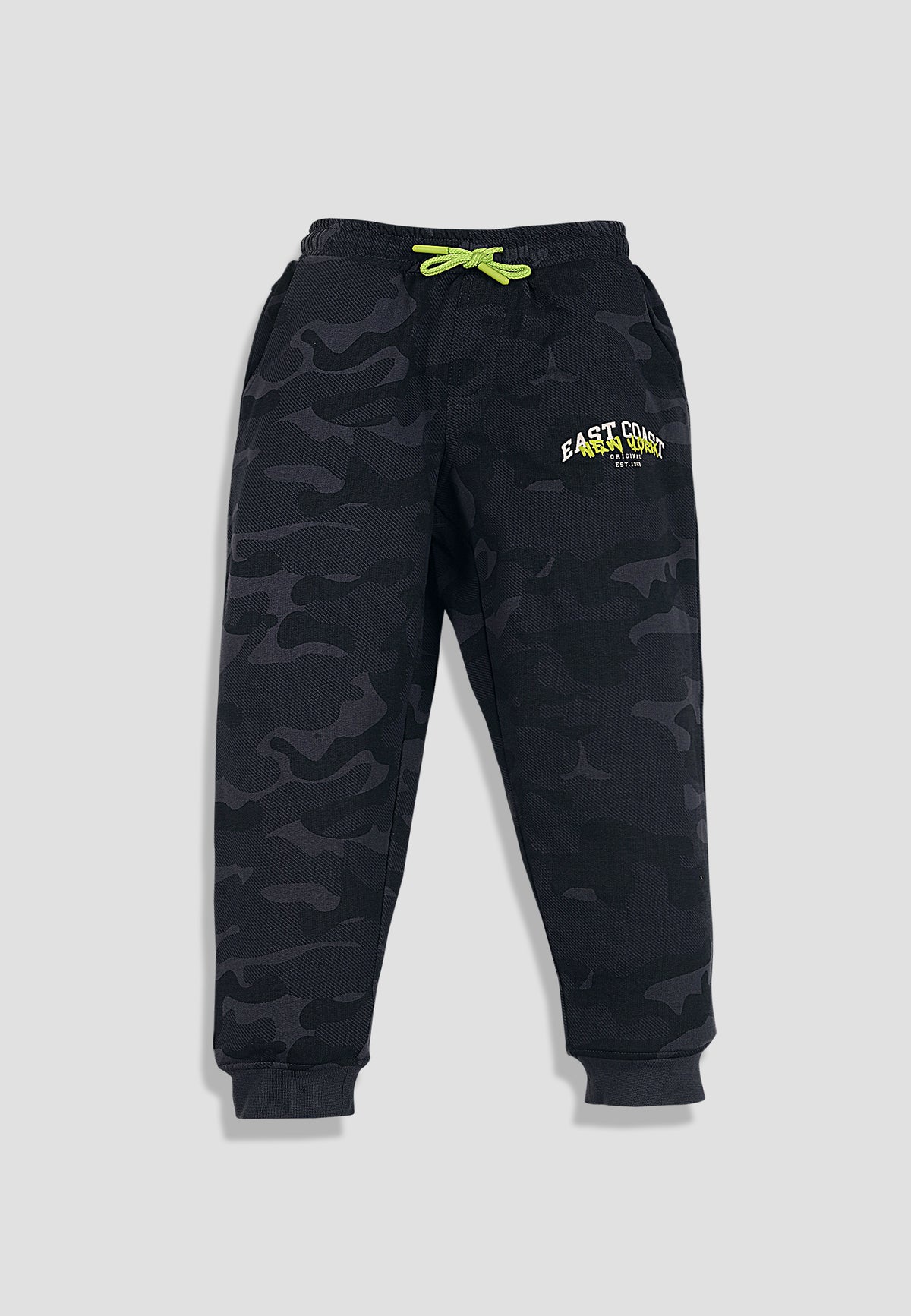 Camouflage Print Boys Joggers – Cotton Terry Lounge Pant -2 Pcs, Blue & Brown