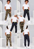 Camouflage Print Boys Joggers – Cotton Terry Lounge Pant -2 Pcs, Blue & Brown