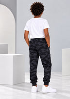California & Brooklyn Print Boys Joggers – Cotton Terry -2 Pcs, Navy & Green