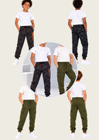 California & Brooklyn Print Boys Joggers – Cotton Terry -2 Pcs, Navy & Green