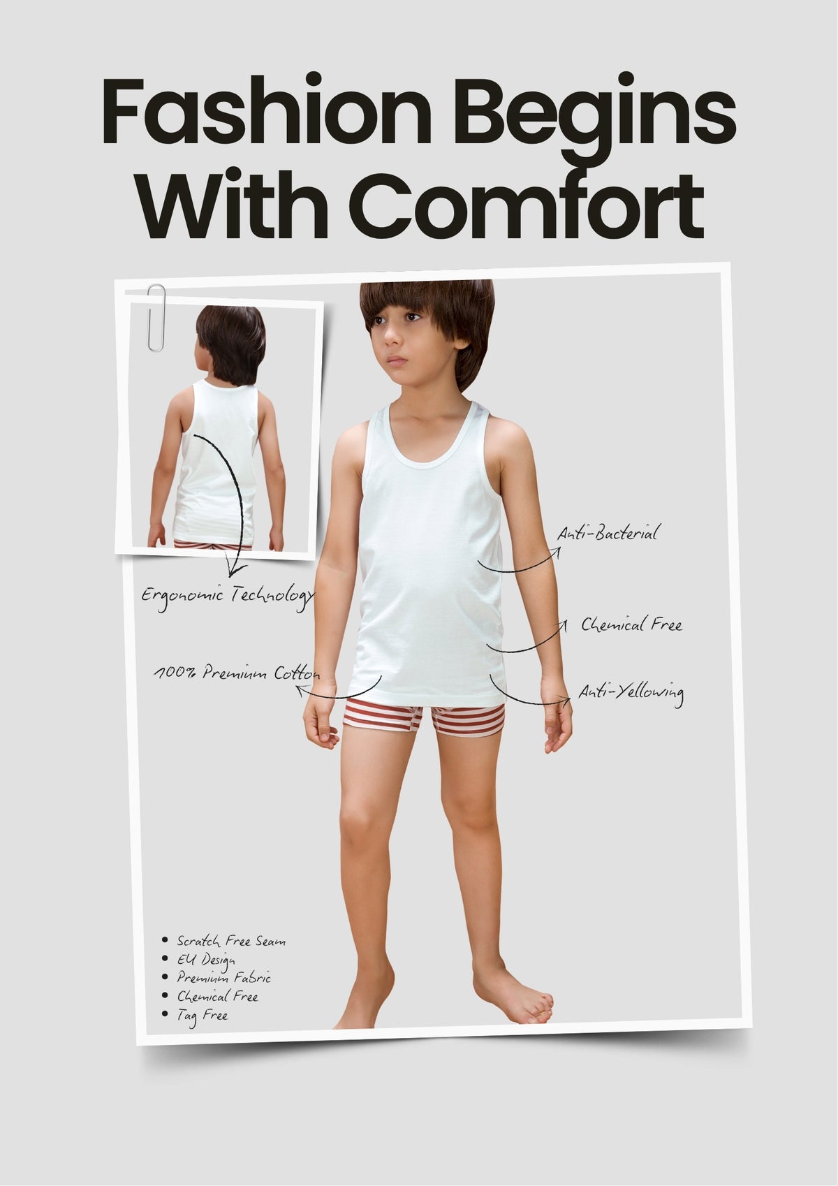Premium White Boys Vests – Pack of 6 (Pure Hi-quality Cotton)