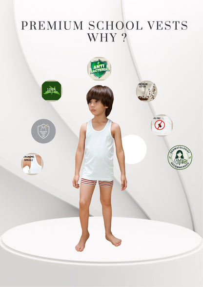 Premium White Boys Vests – Pack of 6 (Pure Hi-quality Cotton)
