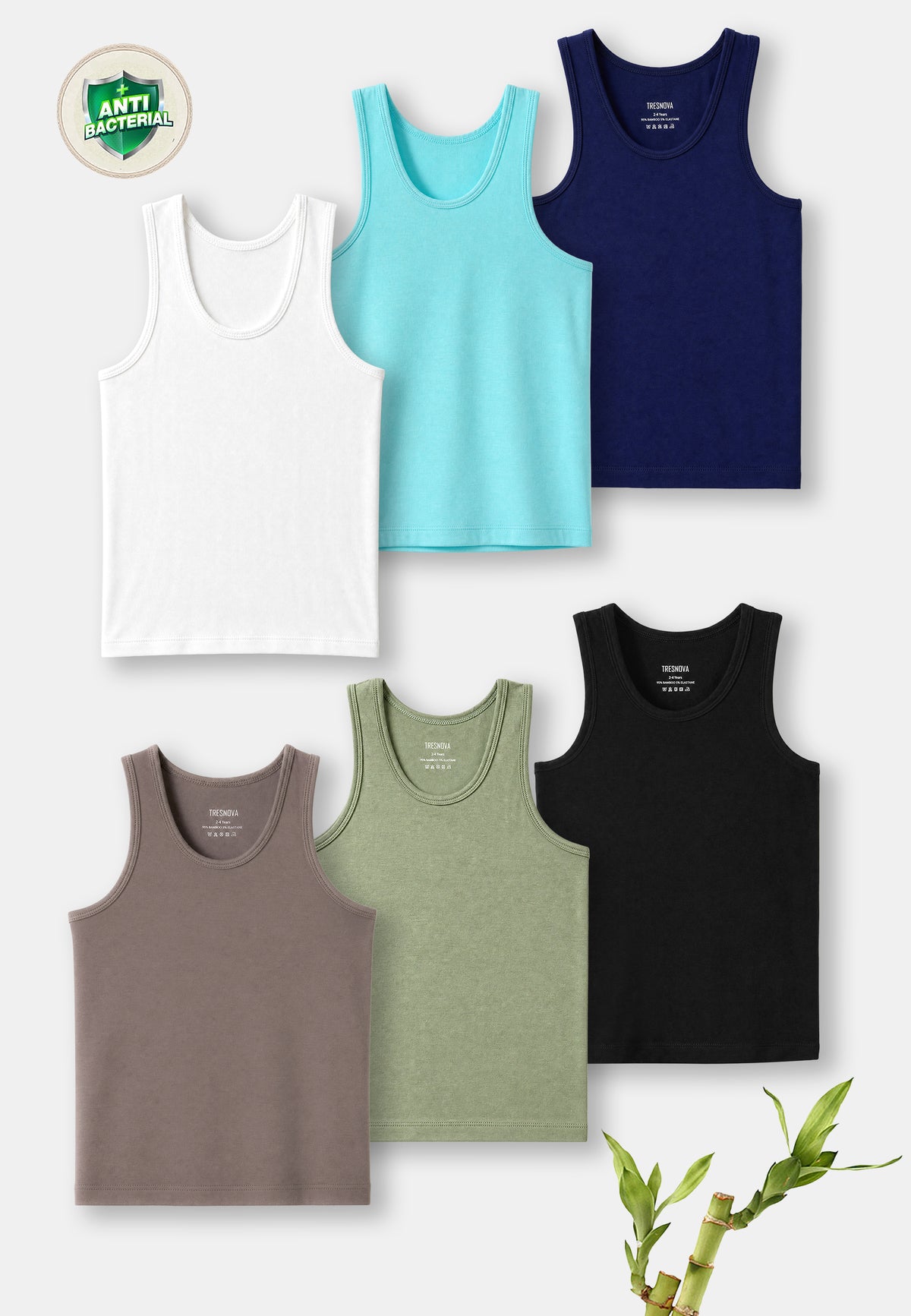 Boys Vests – Pack of 6 (Bamboo)