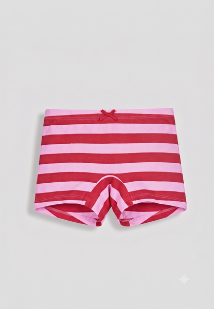 Heart Print Girls Boxer Briefs – Pack of 6 (Cotton Lycra)