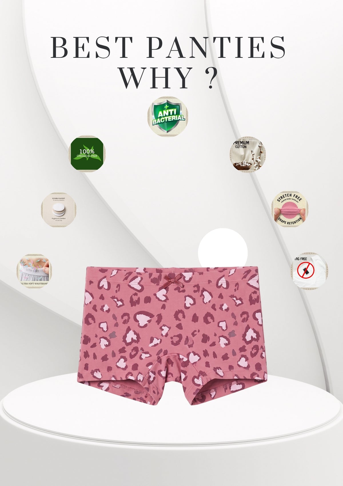 Heart Print Girls Boxer Briefs – Pack of 6 (Cotton Lycra)
