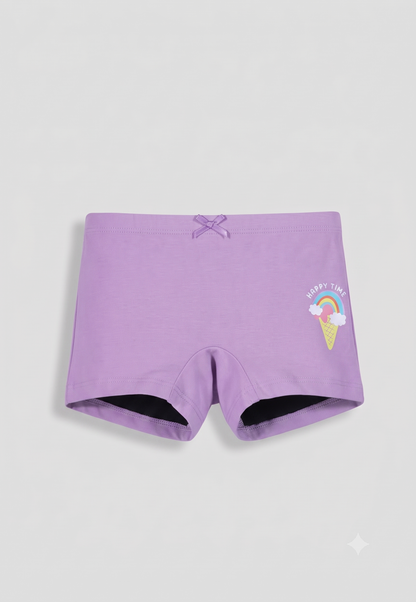 Heart Print Girls Boxer Briefs – Pack of 6 (Cotton Lycra)