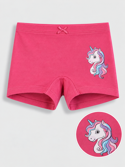 Unicorn Print Girls Boxer Briefs – Pack of 6 (Bamboo)