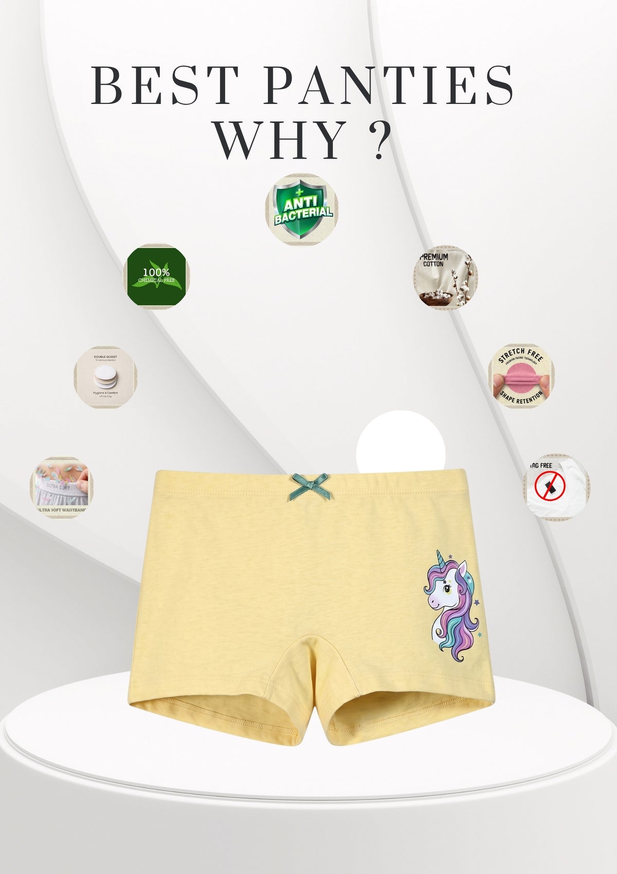 Floral Print Girls Boxer Briefs – Pack of 6 (Cotton Lycra)