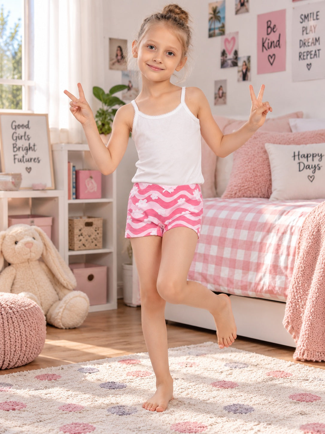 Floral Print Girls Boxer Briefs – Pack of 6 (Cotton Lycra)