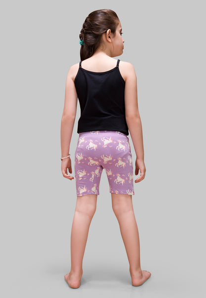 Unicorn Print Girls Cycling Shorts – Pack of 6 (Cotton Lycra)