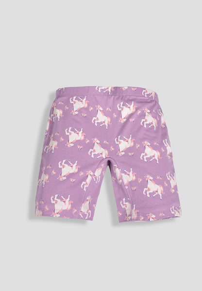 Unicorn Print Girls Cycling Shorts – Pack of 6 (Cotton Lycra)