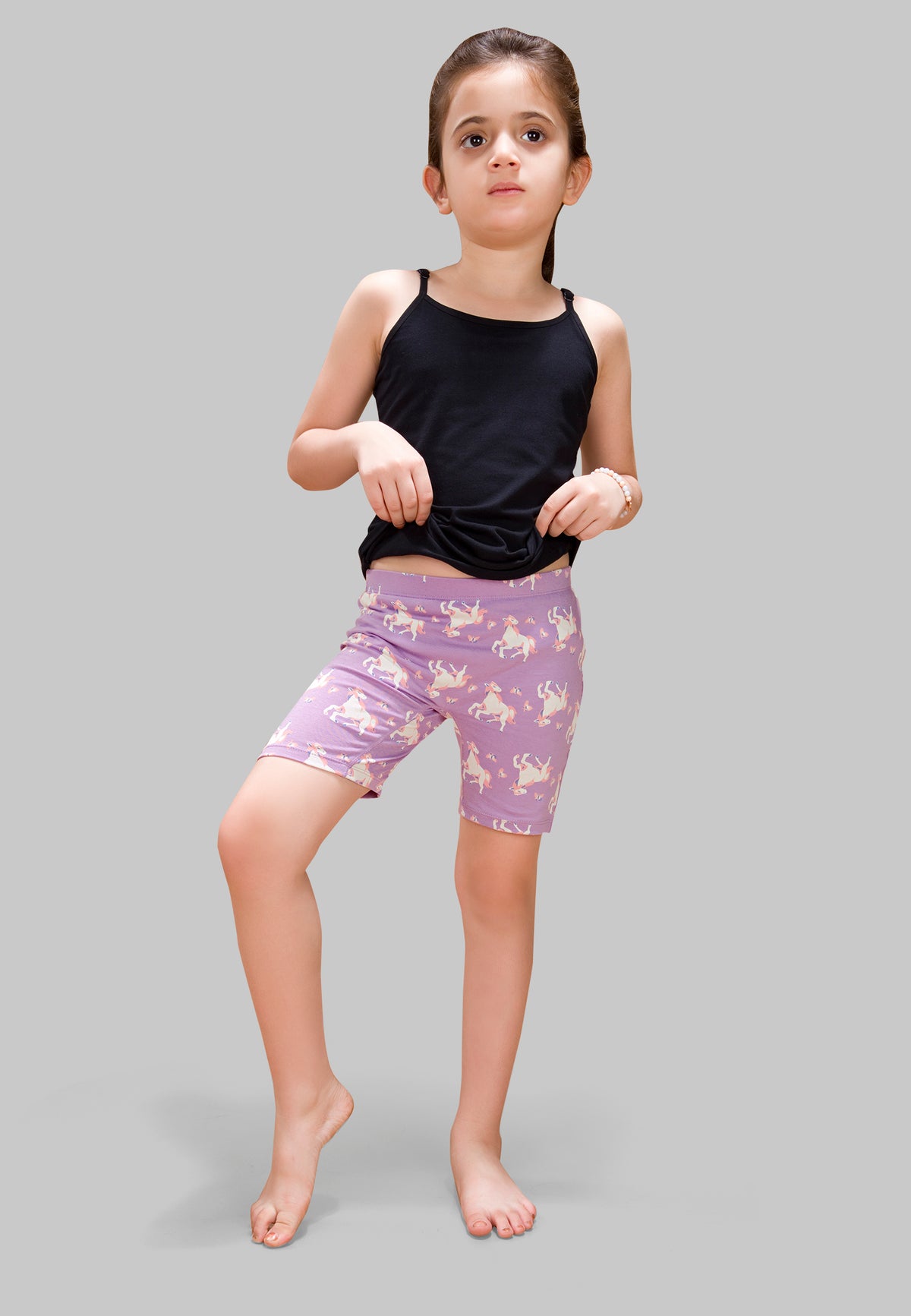 Unicorn Print Girls Cycling Shorts – Pack of 6 (Cotton Lycra)