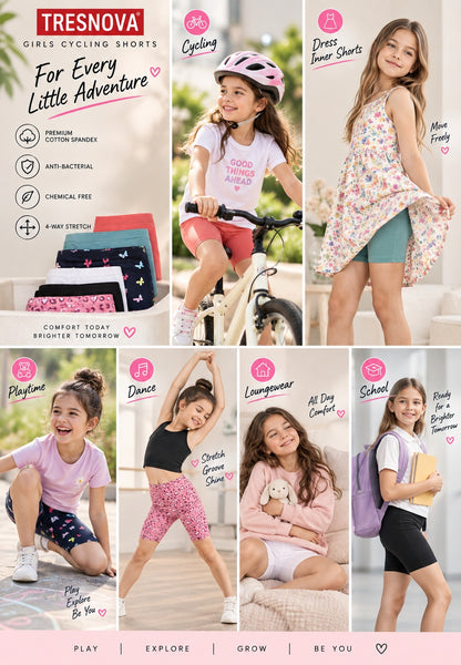 Leopard Print Girls Cycling Shorts – Pack of 6 (Cotton Lycra)