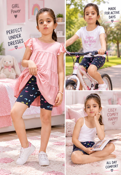 Leopard Print Girls Cycling Shorts – Pack of 6 (Cotton Lycra)
