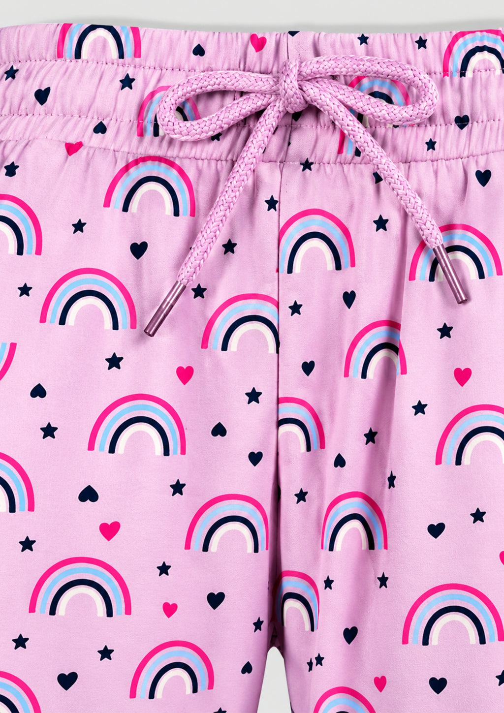 Unicorn & Rainbow Print Girls Tee & Jogger Co-ord Set – Pure Cotton, Set of 2 Rose Pink & Lavender