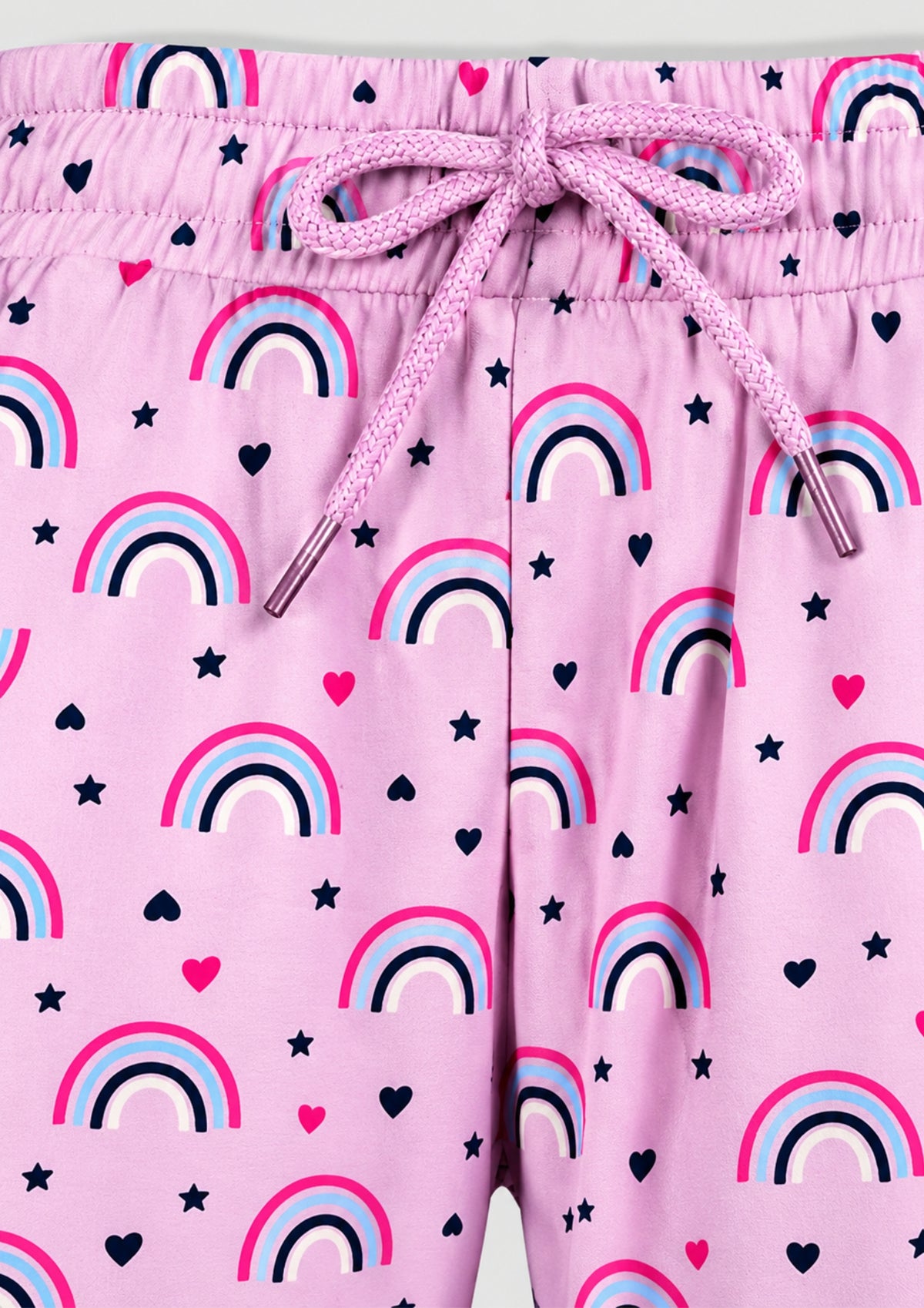 Unicorn & Rainbow Print Girls Tee & Jogger Co-ord Set – Pure Cotton, Set of 2 Rose Pink & Lavender