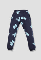 Lama & Bow Print Girls Tee & Jogger Co-ord Set – Pure Cotton, Set of 2 Navy & Teal Blue