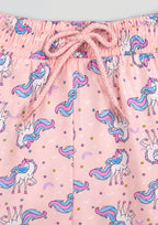 Unicorn & Bird Print Girls Tee & Jogger Co-ord Set – Pure Cotton, Set of 2 White &Teal Blue