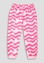 Floral & Aztec Print Girls Tee & Jogger Co-ord Set – Pure Cotton, Set of 2 Pink & Navy