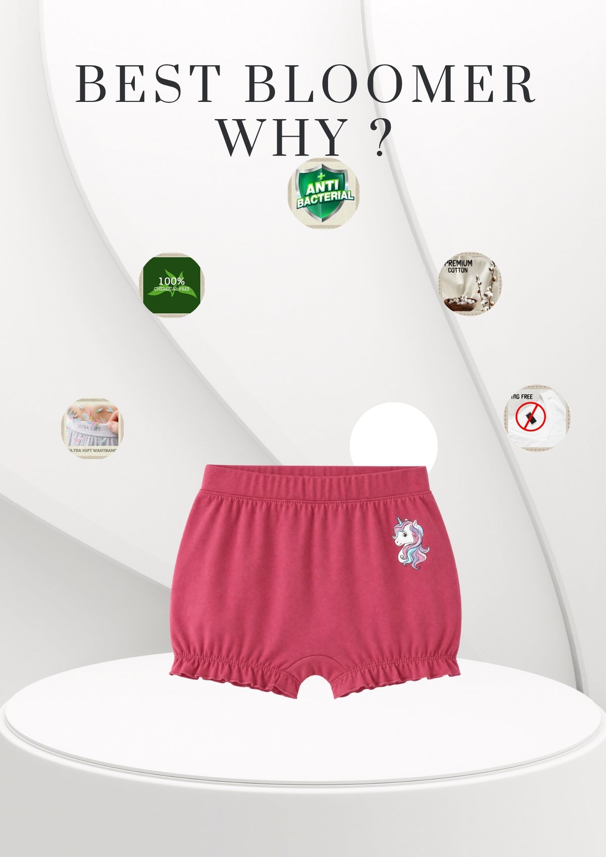 Heart Print Girls Bloomer Panties – Pack of 6 (Pure Cotton)