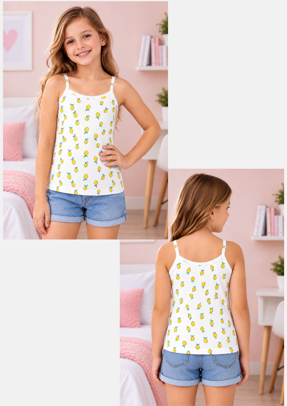 Unicorn Print Girls Camisoles – Pack of 6 (Cotton Lycra)