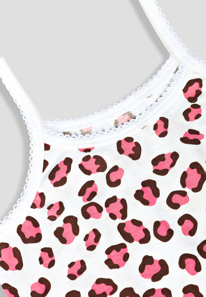 Leopard Print Girls Camisoles – Pack of 6 (Cotton Lycra)