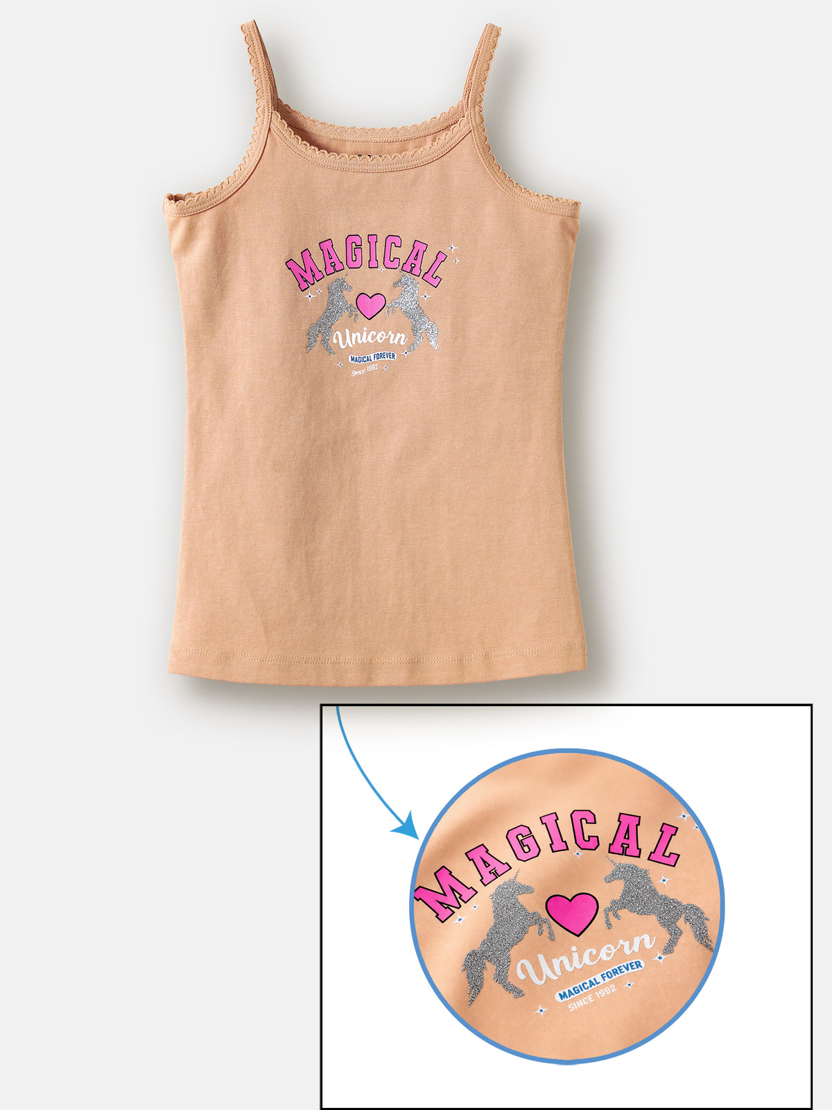 Leopard Print Girls Camisoles – Pack of 6 (Cotton Lycra)